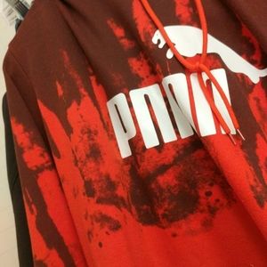 Puma red pullover hoodie white logo and black camo